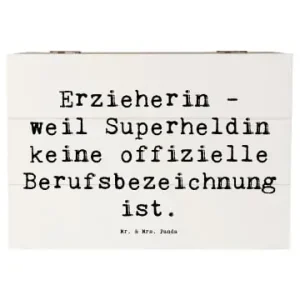 Zertifiziert Mr. & Mrs. Panda Box Spruch Erzieherin Superheldin mit Spruch in Weiß günstig kaufen | limango