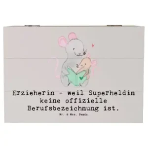 Must-Have Mr. & Mrs. Panda Box Erzieherin Superheldin mit Spruch in Grau Pastell günstig kaufen | limango
