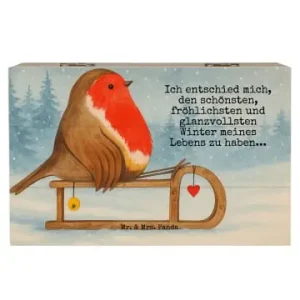 Garantierte Lieferung Mr. & Mrs. Panda Box Rotkehlchen Schlitten Design mit Spruch in Weiß günstig kaufen | limango