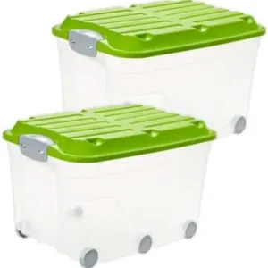 Kostenloser Rückversand Rotho Roller 6 2er-Set Rollkisten 57l mit Deckel und Rollen in Grün günstig kaufen | limango