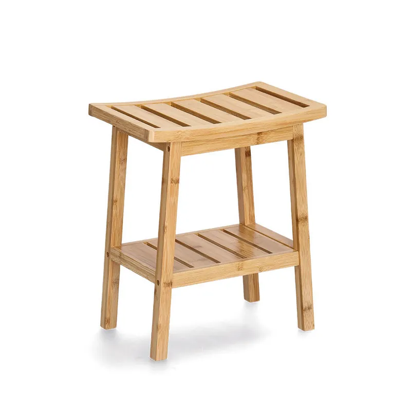 Zertifiziert Hocker mit Ablage Bambus 40 x 45 x 25 cm