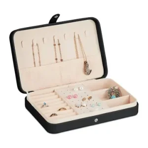 Neu Im Sortiment relaxdays Schmuckkästchen in Schwarz - (B)21 x (H)4,5 x (T)14,5 cm günstig kaufen | limango