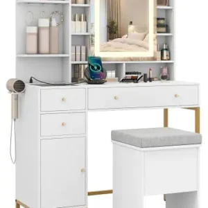 COSTWAY Schminktisch mit LED Spiegel in Weiß günstig kaufen | limango Expressversand