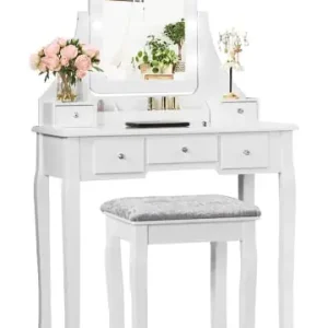 Kostenloser Versand COSTWAY Schminktisch Set LED in Weiß günstig kaufen | limango