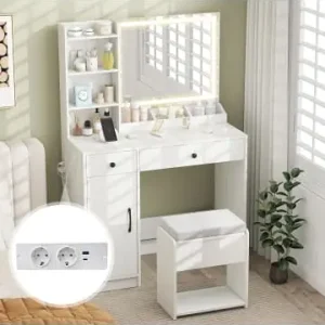 Sofort Bestellen COSTWAY Schminktisch mit LED-Spiegel in Weiß günstig kaufen | limango