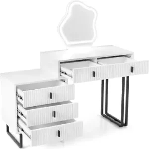 Must-Have COSTWAY Schminktisch mit LED Spiegel & Beistellschrank in Weiß günstig kaufen | limango