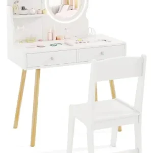 Finale Aktion COSTWAY Kinder Schminktisch Set mit Beleuchtung ab 3 Jahren in Weiß günstig kaufen | limango
