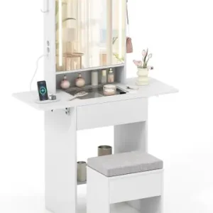 COSTWAY Schminktisch Set schmal mit LED 94 x 41 x 147 cm in Weiß günstig kaufen | limango Letzte Chance