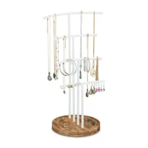 Markenprodukt relaxdays Schmuckständer in Weiß/ Braun - (B)24 x (H)43 x (T)18 cm günstig kaufen | limango