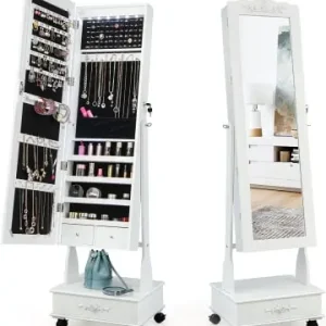 Geprüft COSTWAY Schmuckschrank LED in Weiß günstig kaufen | limango