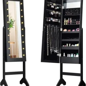 Preisknaller COSTWAY Schmuckschrank mit 18 LEDS in Schwarz günstig kaufen | limango