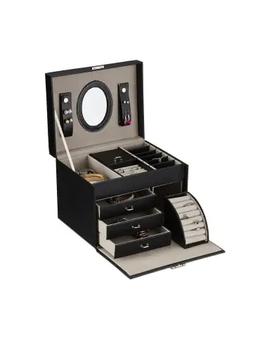 Nur Heute relaxdays Schmuckkasten in Schwarz - (B)24 x (H)18,5 x (T)19 cm günstig kaufen | limango