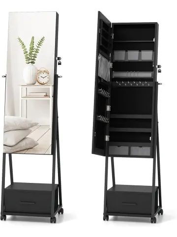 COSTWAY Schmuckschrank mit Spiegel in Schwarz günstig kaufen | limango Markenprodukt