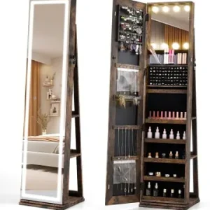 COSTWAY Schmuckschrank mit Beleuchtung in Braun günstig kaufen | limango Kostenloser Versand