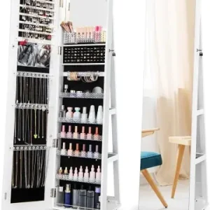 Schneller Versand COSTWAY Schmuckschrank LED mit Rollen in Weiß günstig kaufen | limango