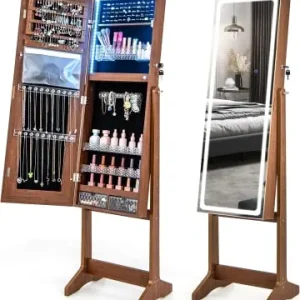 Ausverkauf COSTWAY Schmuckschrank mit LED in Braun günstig kaufen | limango