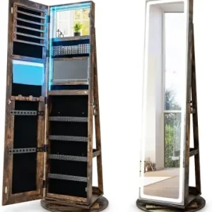 COSTWAY Schmuckschrank LED drehbar in Braun günstig kaufen | limango Kostenloser Versand