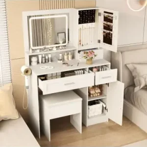 COSTWAY Schminktisch mit LED-Beleuchtung in Weiß günstig kaufen | limango Zertifiziert