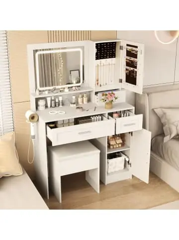 COSTWAY Schminktisch mit LED-Beleuchtung in Weiß günstig kaufen | limango Zertifiziert