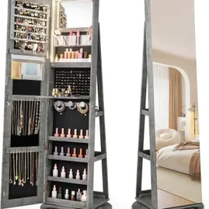 Schnäppchen COSTWAY Schmuckschrank 3 in 1 drehbar in Anthrazit günstig kaufen | limango