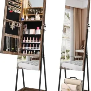 Letzte Chance COSTWAY Schmuckschrank mit Schublade LED in Braun günstig kaufen | limango