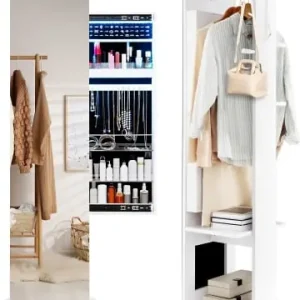 Rabatt COSTWAY Schmuckschrank dehbar mit Spiegel in Weiß günstig kaufen | limango