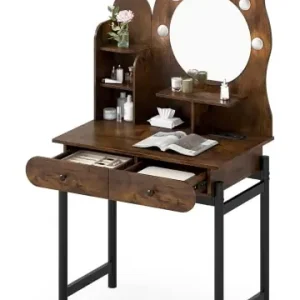 COSTWAY Schminktisch in Katzenform mit Spiegel & Beleuchtung in Braun günstig kaufen | limango Meistverkauft