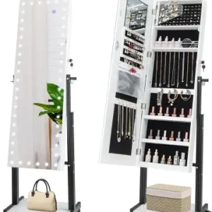 COSTWAY Schmuckschrank LED mit Rollen 4 in 1 in Weiß günstig kaufen | limango Billig