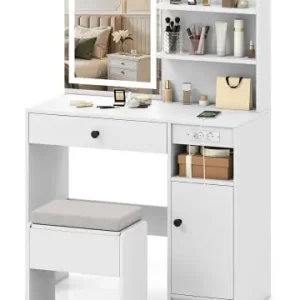 Nur Heute COSTWAY Schminktisch mit Spiegel & 3 Modi Beleuchtung in Weiß günstig kaufen | limango