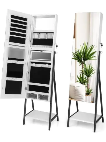 COSTWAY Schmuckschrank mit Spiegel in Weiß günstig kaufen | limango Preisreduziert
