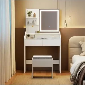 COSTWAY Schminktisch mit Hocker & LED Spiegel in Weiß günstig kaufen | limango Neu Im Sortiment