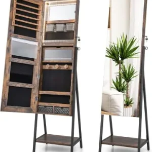 Kostenloser Rückversand COSTWAY Schmuckschrank mit Spiegel in Braun günstig kaufen | limango