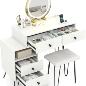 COSTWAY Schminktisch Set mit Hocker und Beleuchtung in Weiß günstig kaufen | limango Mega-Angebot