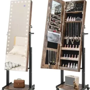 COSTWAY Schmuckschrank LED mit Rollen 4 in 1 in Braun günstig kaufen | limango Sichere Zahlung