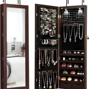 Kostenloser Versand COSTWAY Schmuckschrank LED in Braun günstig kaufen | limango