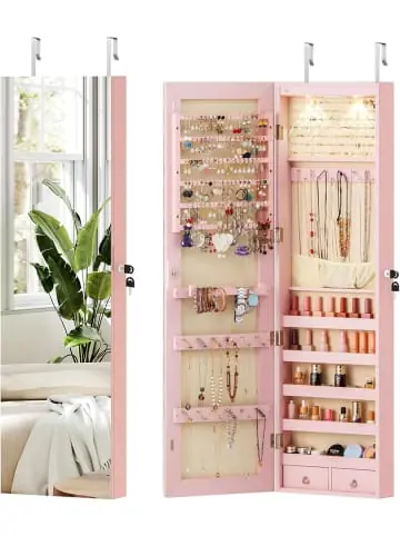 Finale Aktion COSTWAY Schmuckschrank mit LED in Rosa günstig kaufen | limango