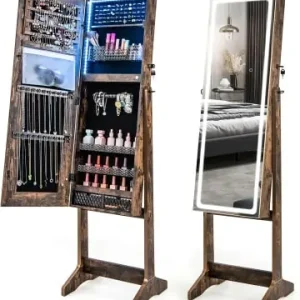 Ausverkauf COSTWAY Schmuckschrank mit LED in Hellbraun günstig kaufen | limango