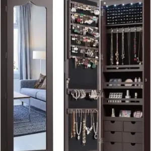 Günstig COSTWAY Schmuckschrank mit LED in Braun günstig kaufen | limango