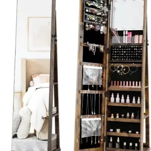 Zertifiziert COSTWAY Schmuckschrank 360° Drehbar in Braun günstig kaufen | limango