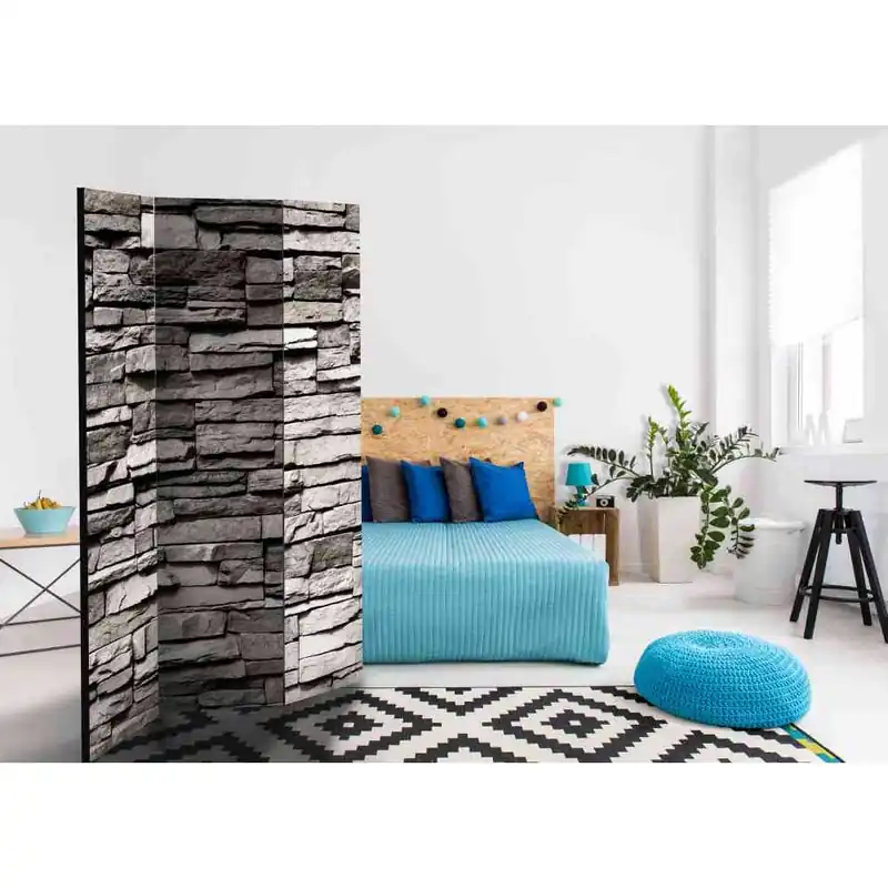 135cm Paravent Steinwand in Grau - Rambano Online Kaufen
