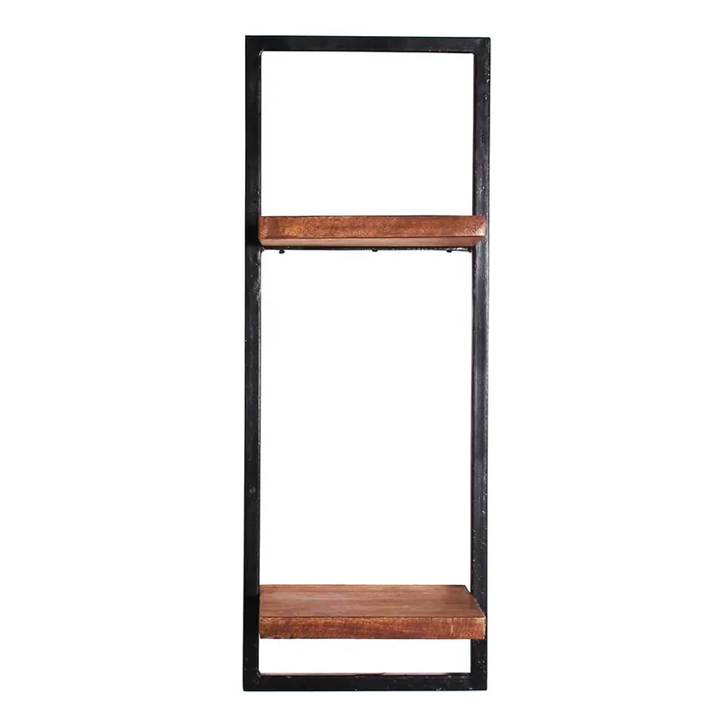 Zertifiziert Altmetall Loft Wandregal mit 2 Holzböden - Mendoza