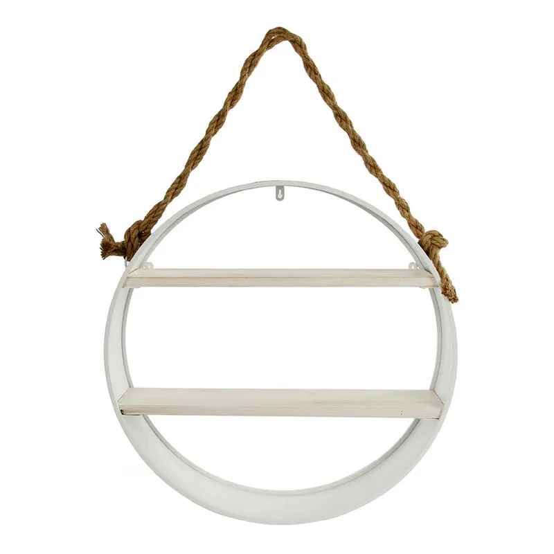 Weißes Regal in Rund mit Seil Aufhängung - Emzanua Echt