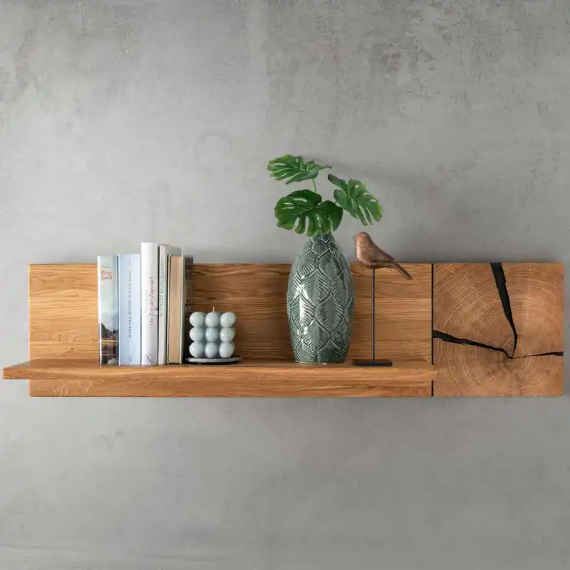Wildeiche Hängeregal mit Hirnholz Deko - Acapella Garantierte Lieferung