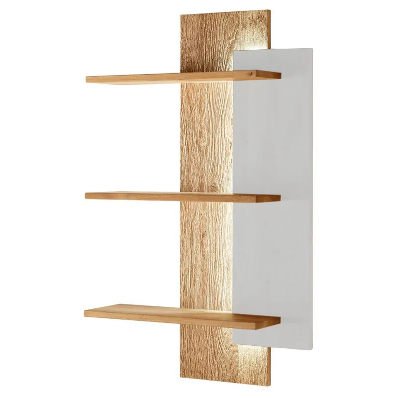 Wildeiche-Wandregal in Natur und Weiß - Aljana Abverkauf