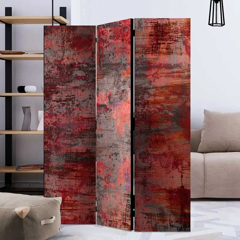 Paravent in Rot Grau Metallstruktur - Mustani Neue Kollektion