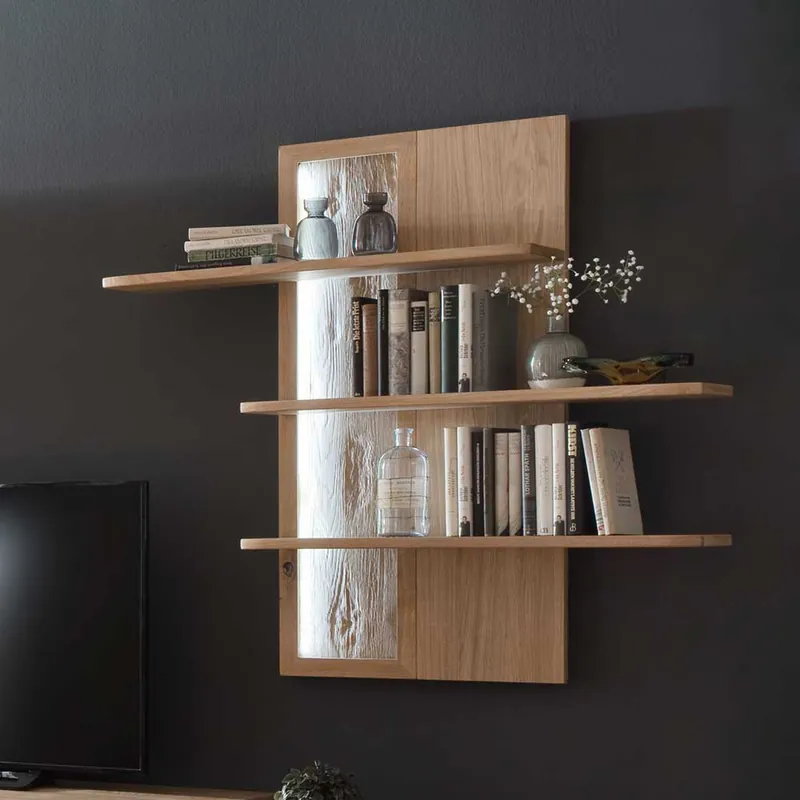 Wohnraum Wandregal in Eiche Bianco - Crokas Garantierte Lieferung