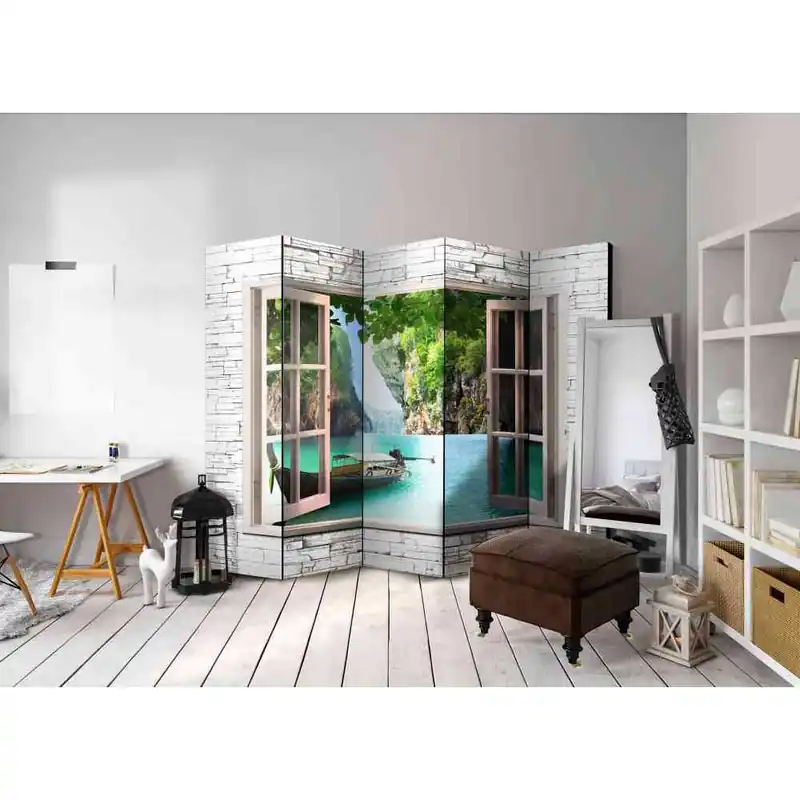 Zertifiziert 5-teiliger Paravent mit Thailand Motiv - Rubrion